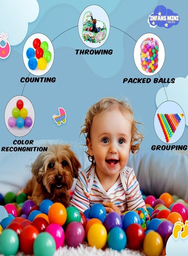 Infans Mini 8cm Kids Soft Plastic Balls for Pool Pit & Ocean Without Sharp Edges and Non-Toxic Plastics for Toddler Baby Play Tents & Tunnels Indoor Water Polo (Multicolour, Pack of 96) - Image 3